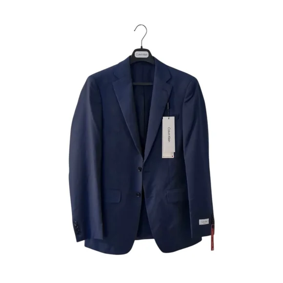 Calvin Klein Slim Fit Navy Suit Jacket 38L 100% Wool Two Button Blazer - Picture 5 of 13